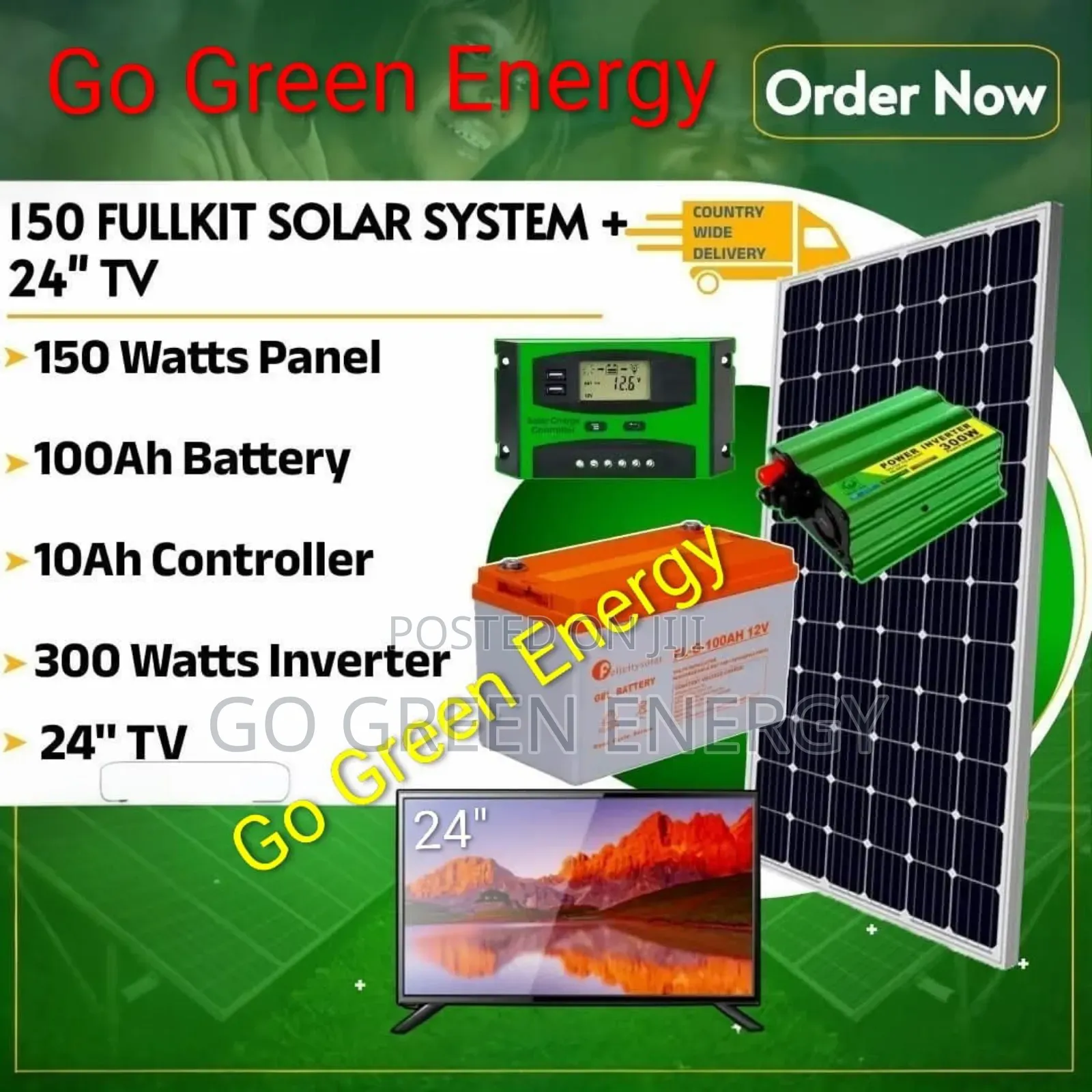 150w Solar Kit + 24"Tv