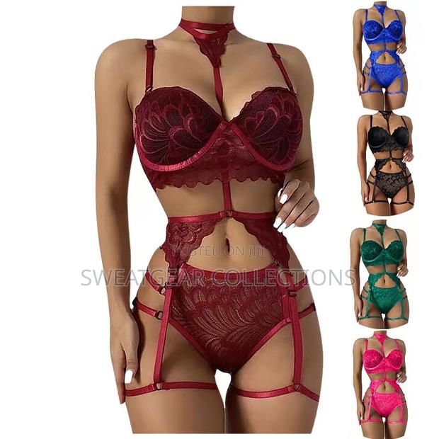 High Waist Sexy Lingerie 3 Piece Set Women - thumbnail 6