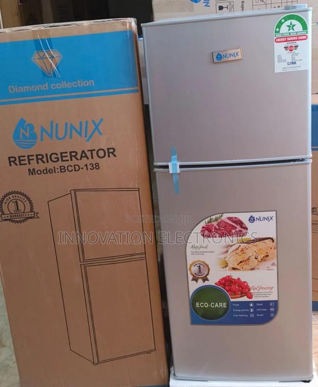 Nunix 138litres Large Capacity Double Door Refrigerator Fridge -Silver
