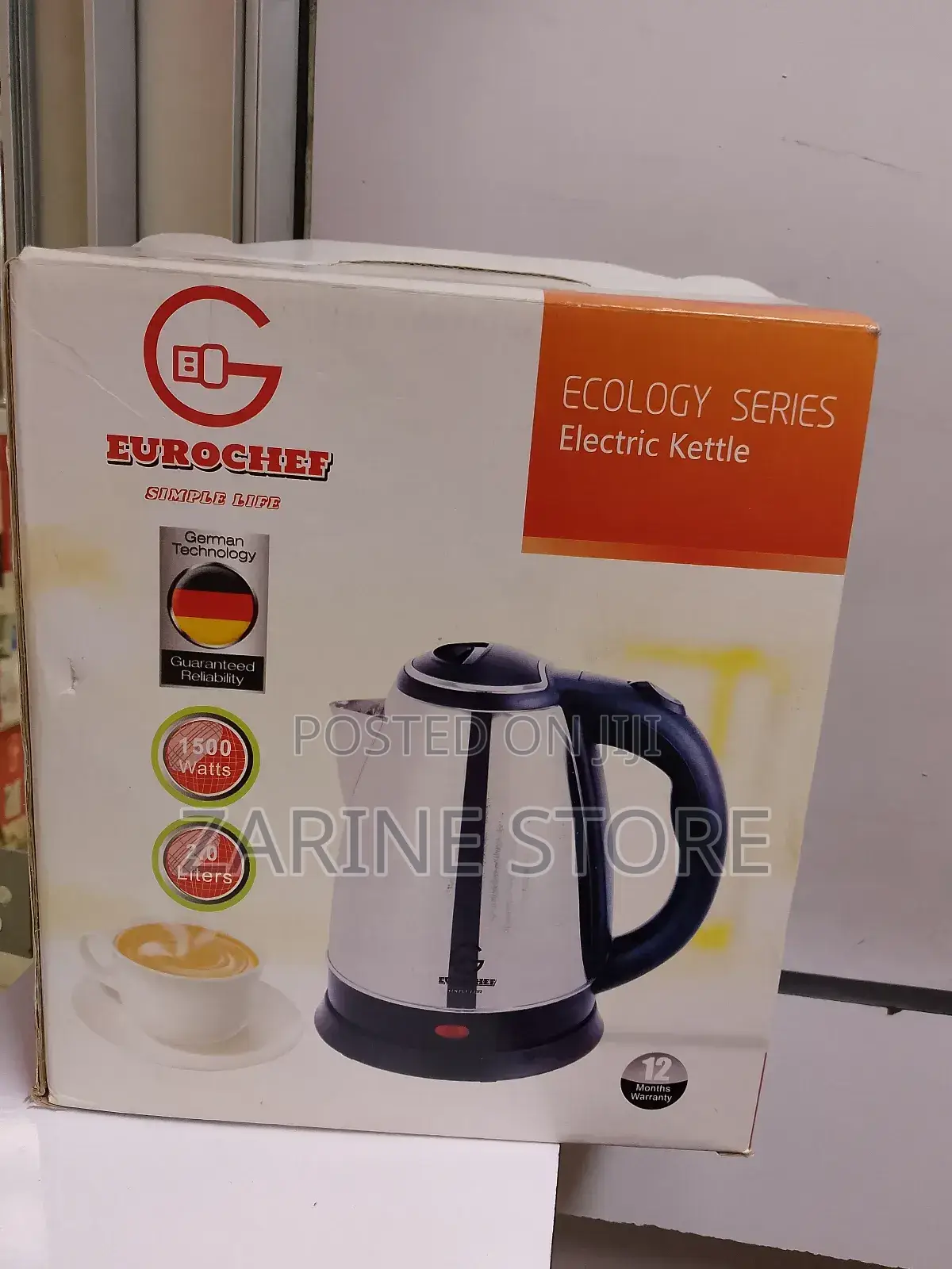 Eurochef Electric Kettle Water Heater 2l 1500w
