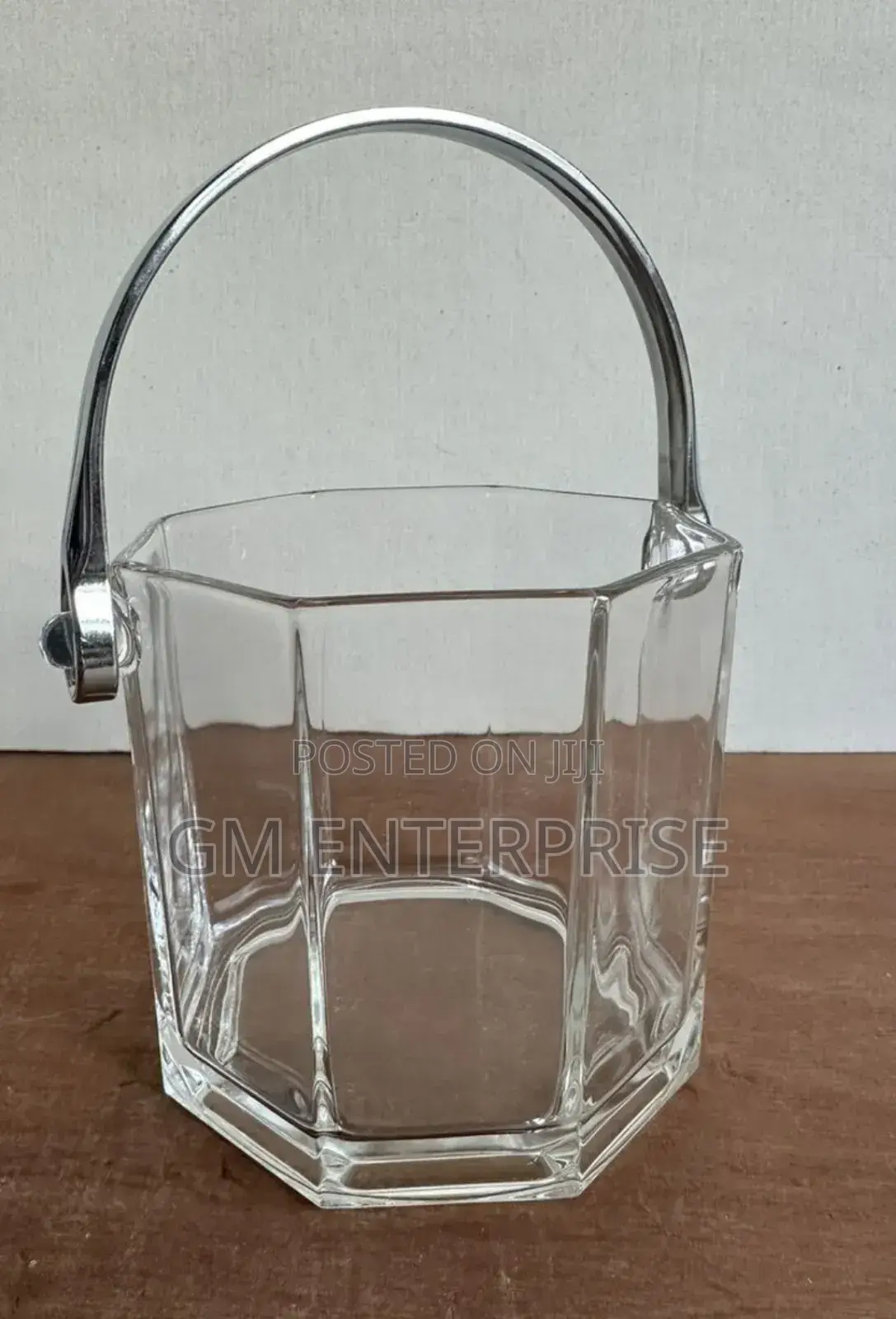 Glass Ice Cube Bucket With Handle