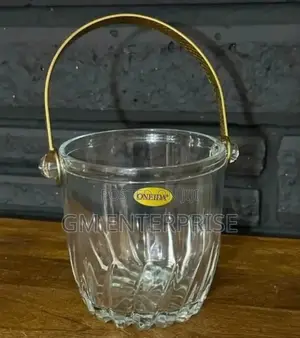 1l Heavy Glass Ice Cube Bucket Stainless Steel Handle