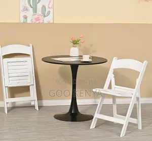 Home Table; Easy-Assembly Round Black Coffee Table With Metal Frame