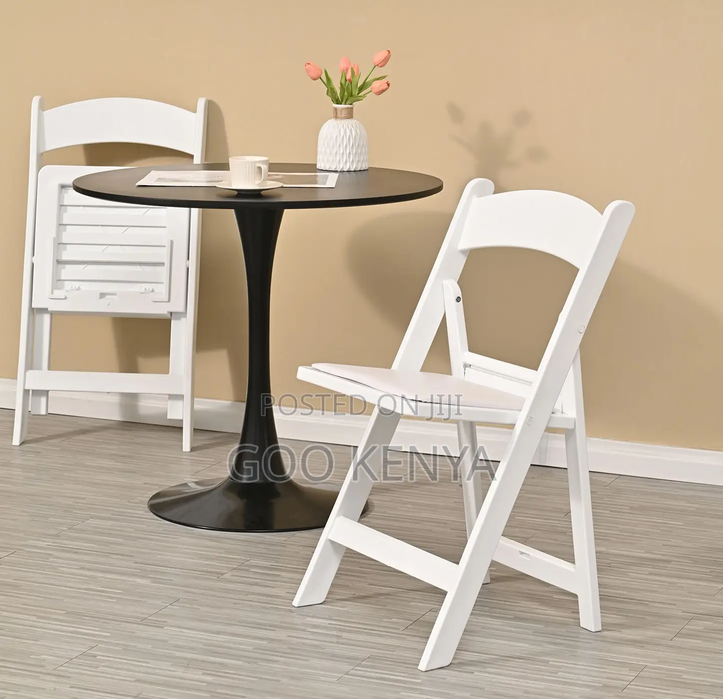 Home Table; Easy-Assembly Round Black Coffee Table With Metal Frame