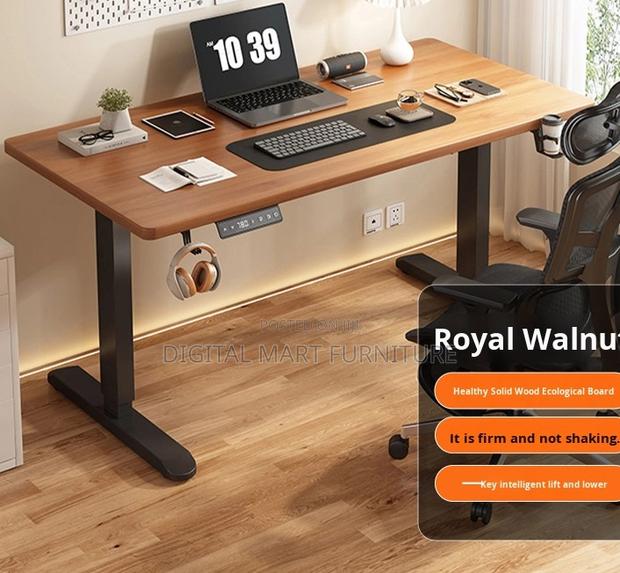 Office Desk: Brown Multi Height Standing Desk