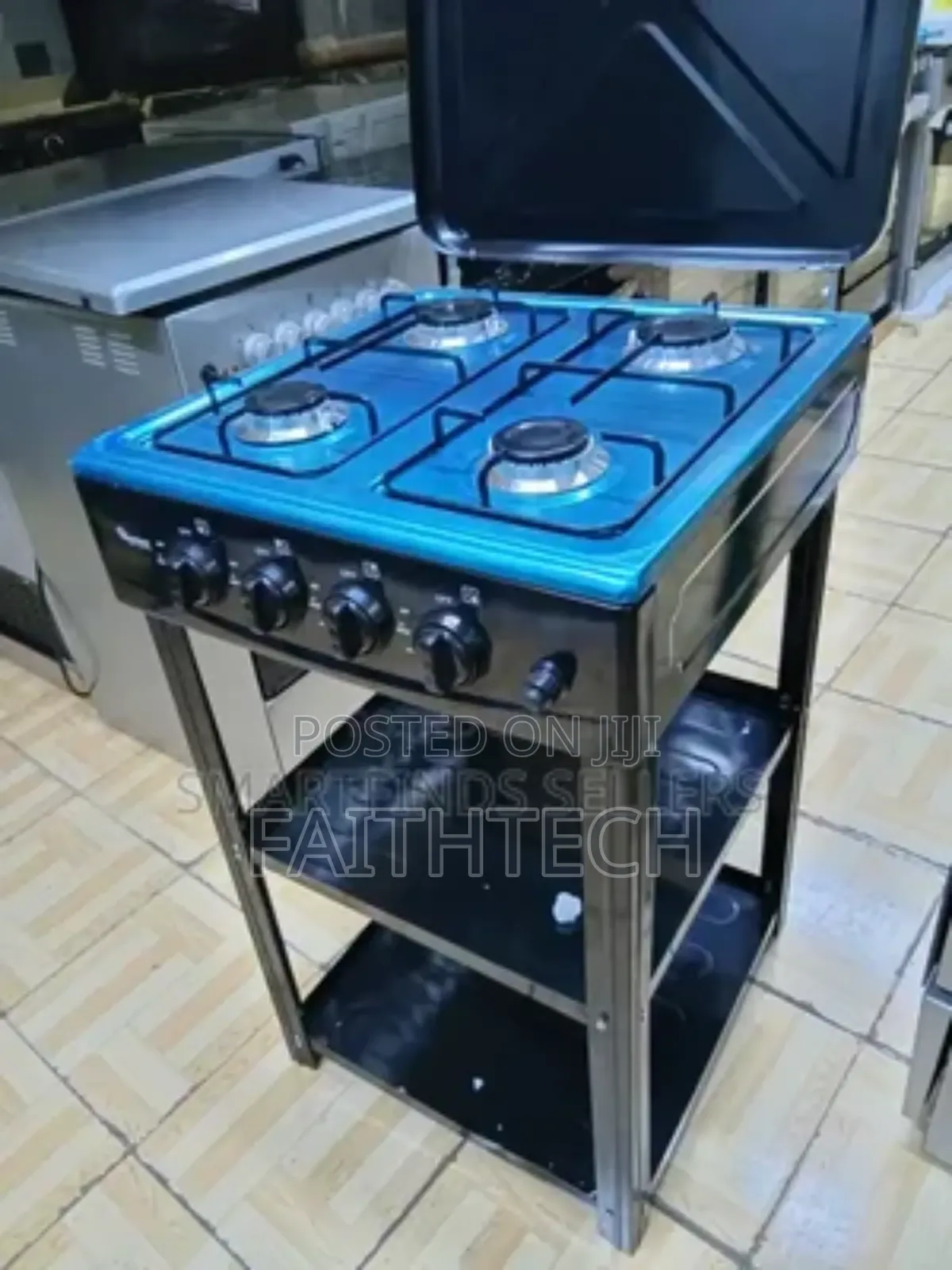 Rebune Four Burner Standing Gas Stove With Shelves