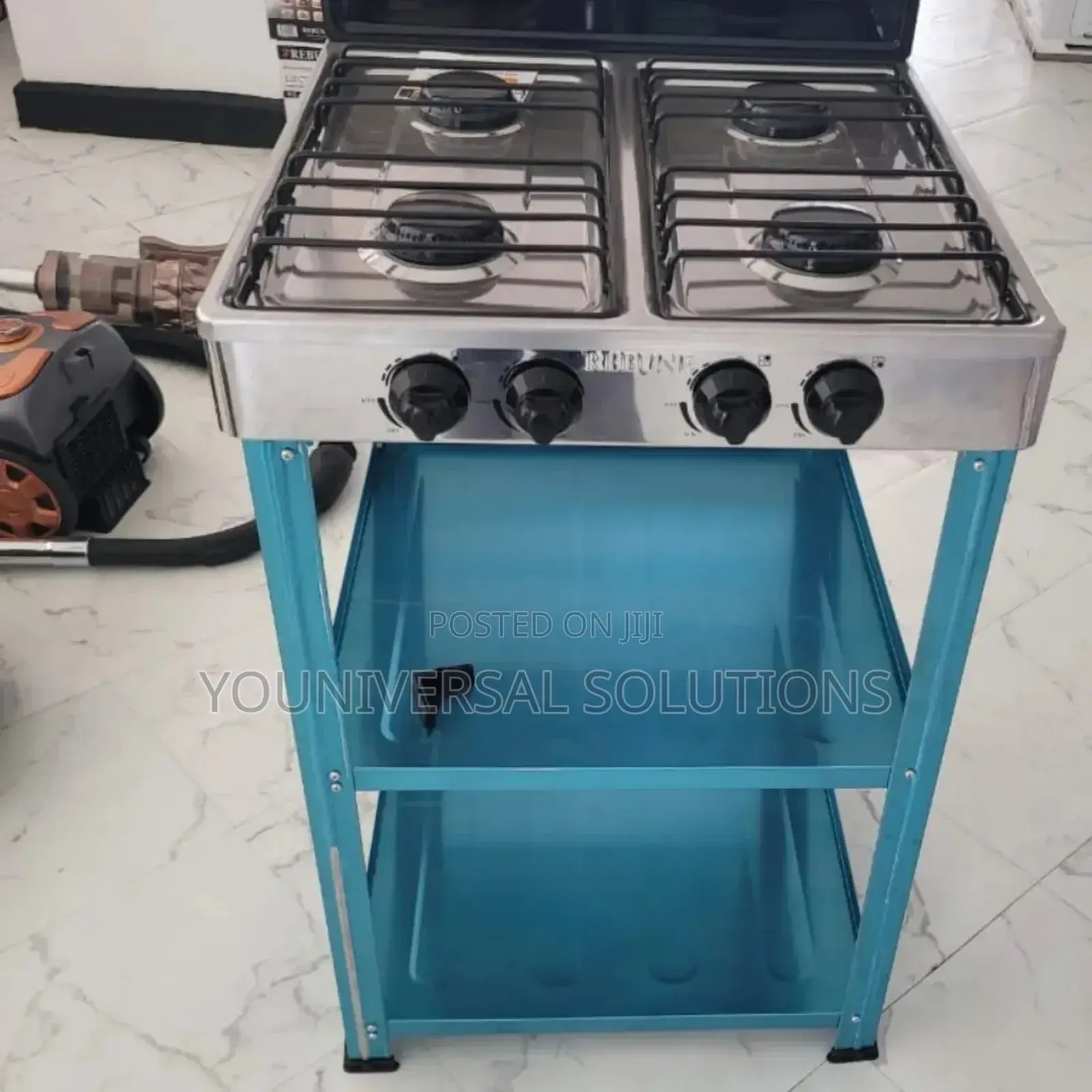 Four Burner Standing Gas Stove With Shelves Rebune