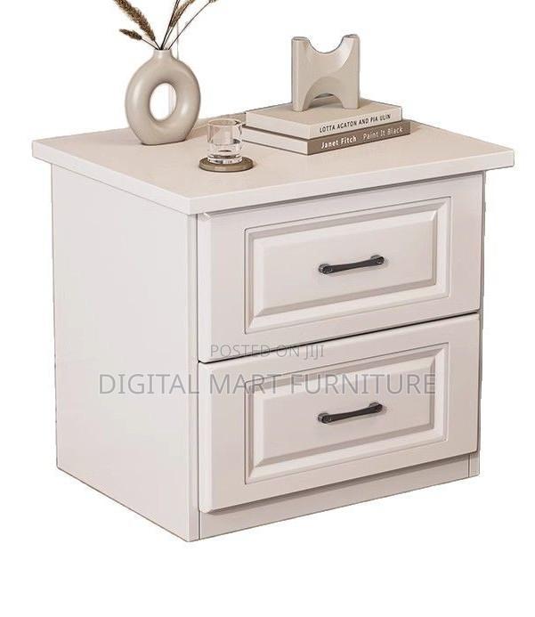 Office Cabinet: White Small Bedside Cabinet With Two Drawers - thumbnail 3