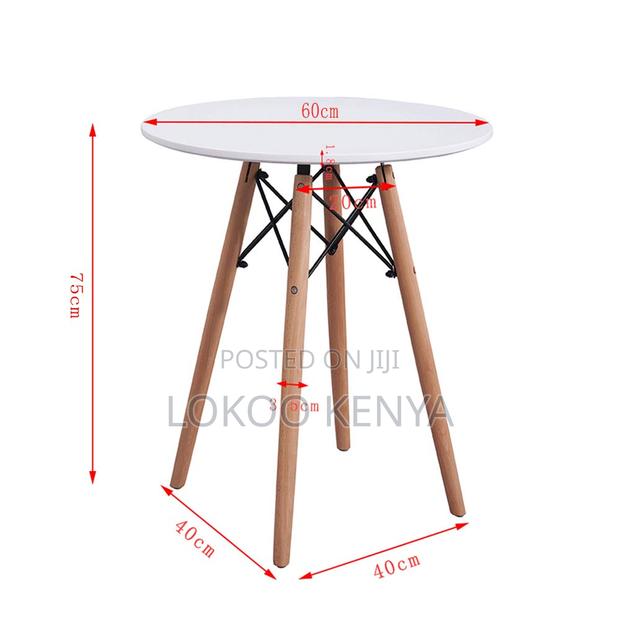 Dining Table; White Round Top-Wooden Base Home Dining Table - thumbnail 2