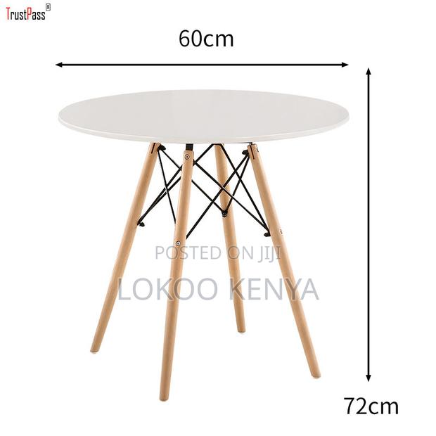 Dining Table; White Round Top-Wooden Base Home Dining Table - thumbnail 4
