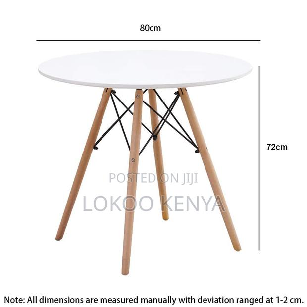 Dining Table; White Round Top-Wooden Base Home Dining Table - thumbnail 5
