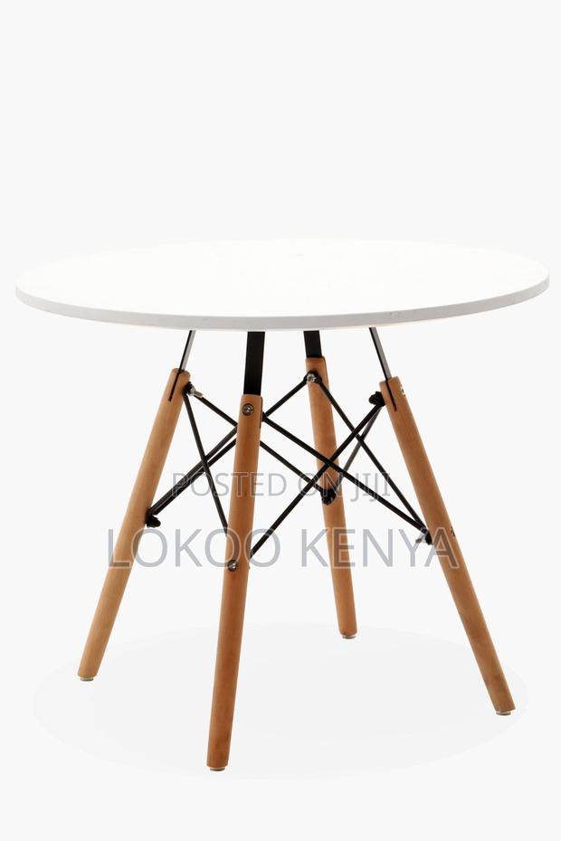 Dining Table; White Round Top-Wooden Base Home Dining Table - thumbnail 6