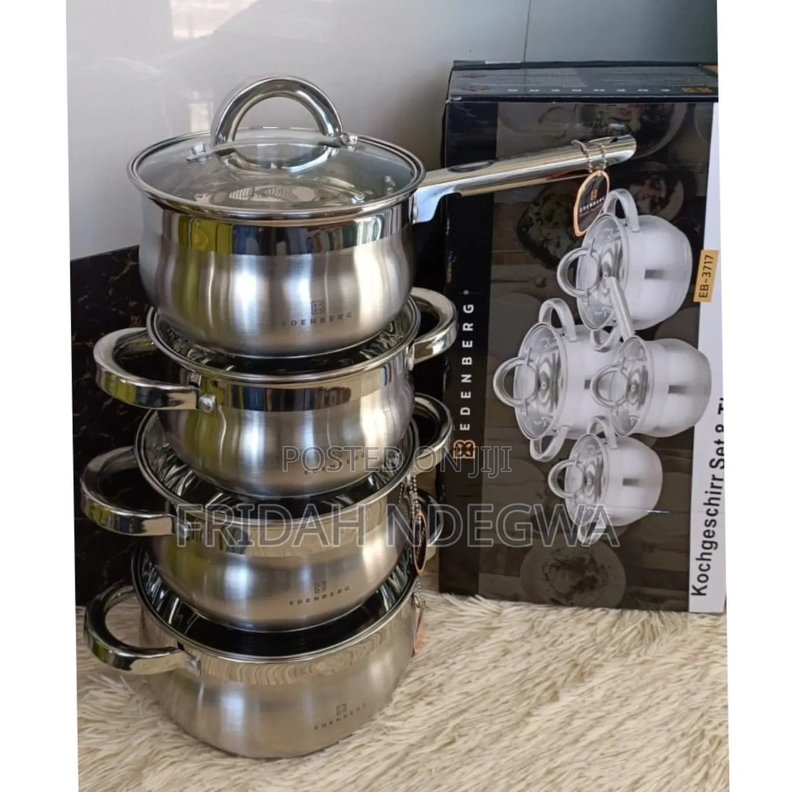 8 Pieces Edenburg Eb-3717 Stainless Steel Cookware Set