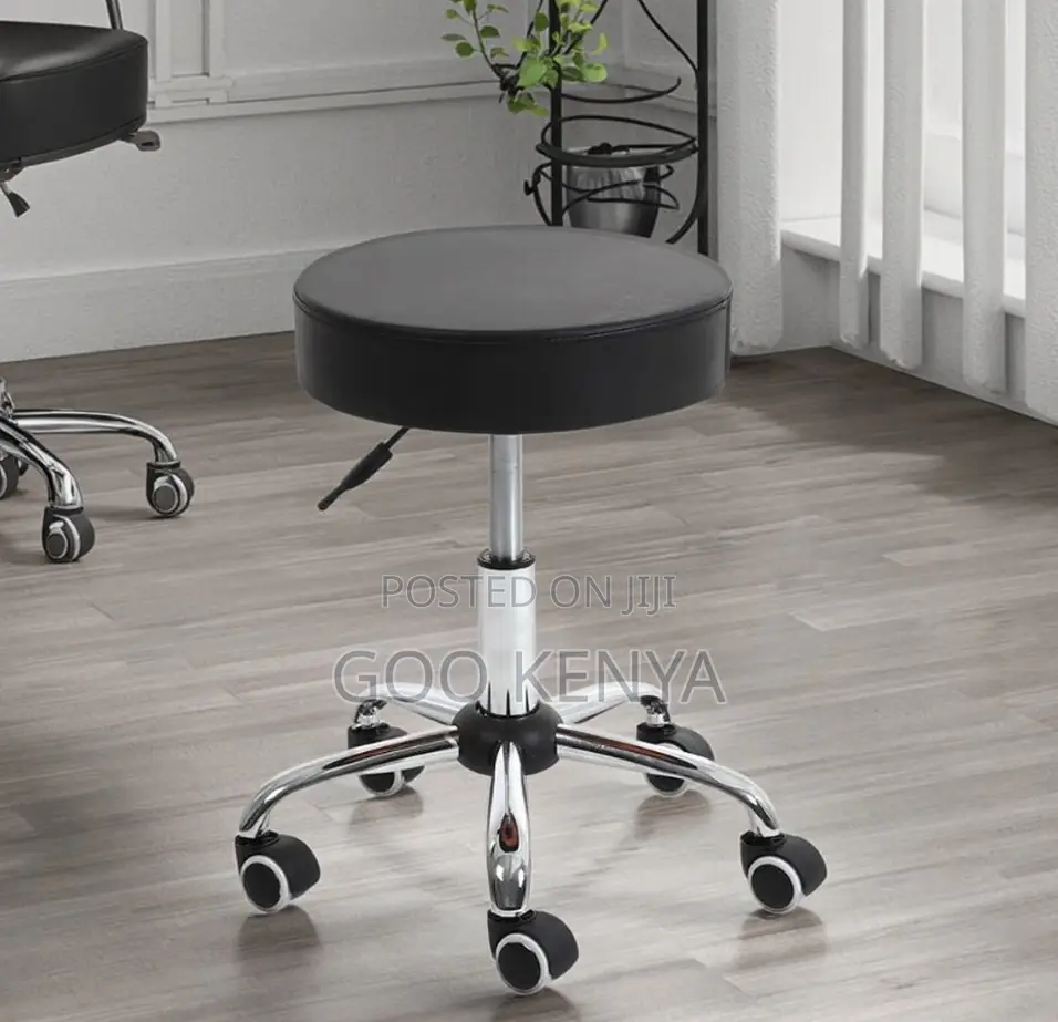 Home Counter Stool; Backless Rolling Swivel Height-Adjustable Stool