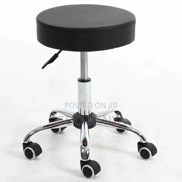 Home Counter Stool; Backless Rolling Swivel Height-Adjustable Stool