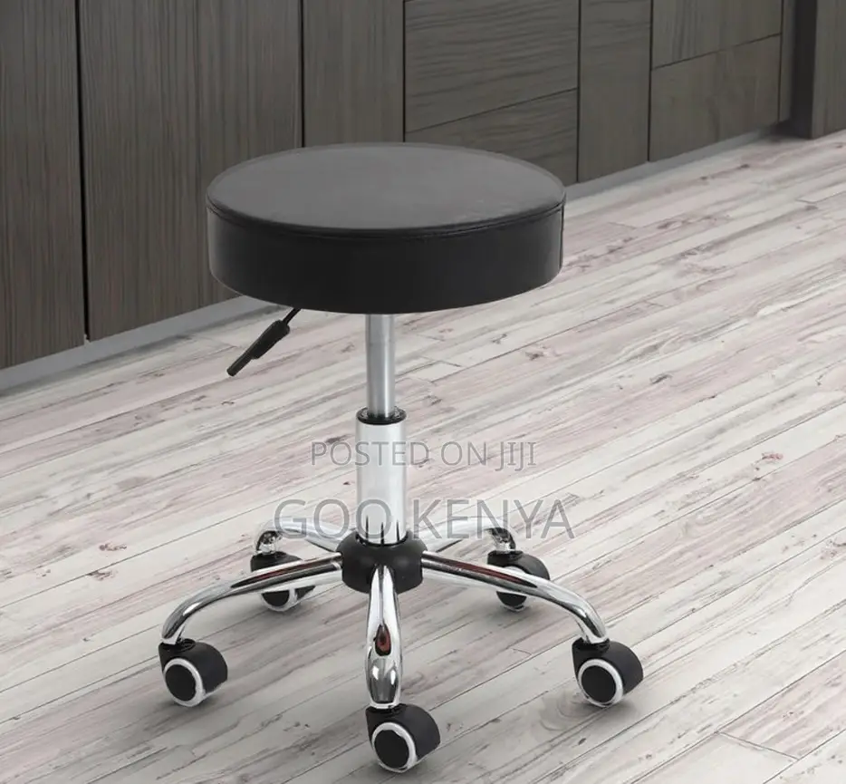 Home Counter Stool; Backless Rolling Swivel Height-Adjustable Stool
