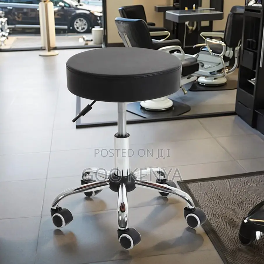 Home Counter Stool; Backless Rolling Swivel Height-Adjustable Stool