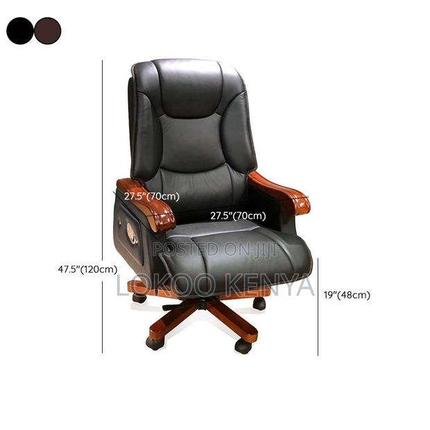 Office Chair; Solid Wooden Frame Reclining Executive Office Chair - thumbnail 2