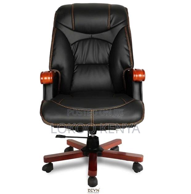 Office Chair; Solid Wooden Frame Reclining Executive Office Chair - thumbnail 3