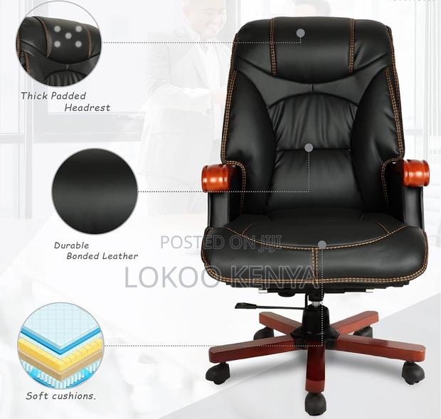 Office Chair; Solid Wooden Frame Reclining Executive Office Chair - thumbnail 5