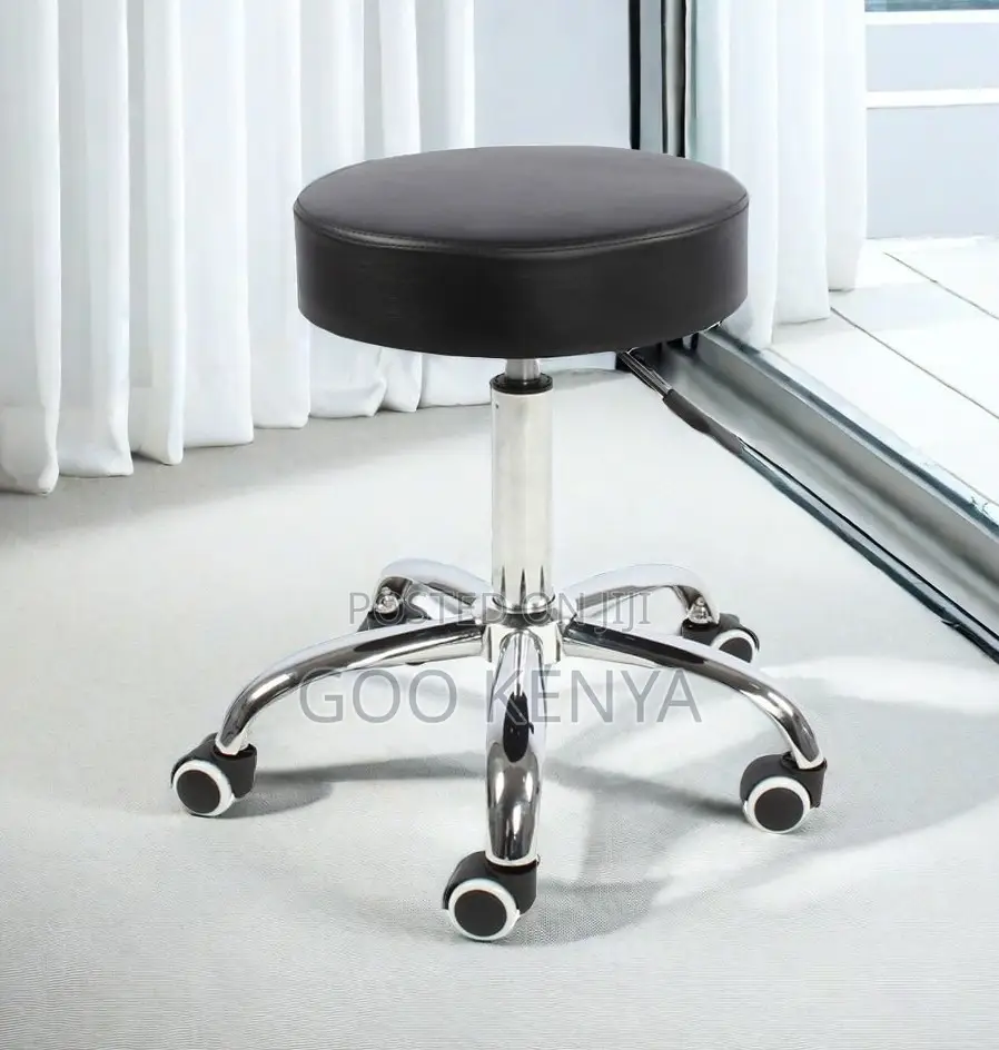 Home Bar Stool; Leather Cushioned Backless Adjustable Barber Stool