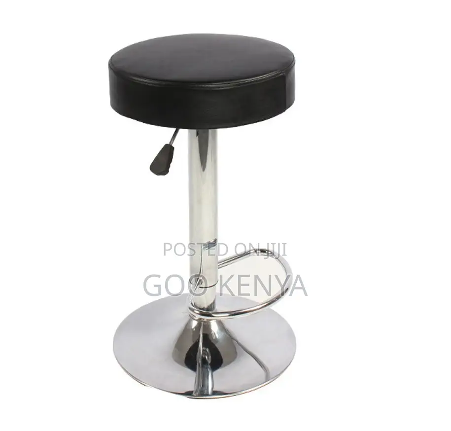 Home Bar Stool; Leather Cushioned Backless Adjustable Barber Stool
