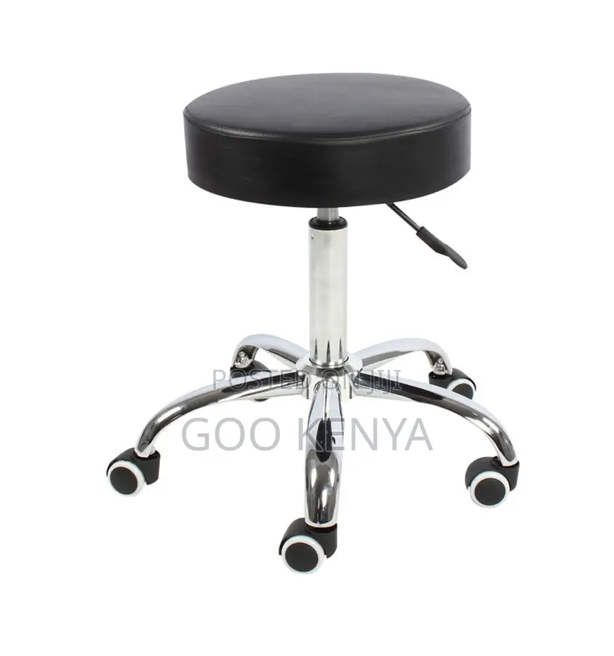Home Bar Stool; Leather Cushioned Backless Adjustable Barber Stool