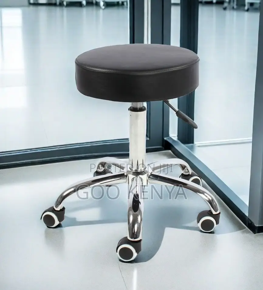 Home Bar Stool; Leather Cushioned Backless Adjustable Barber Stool