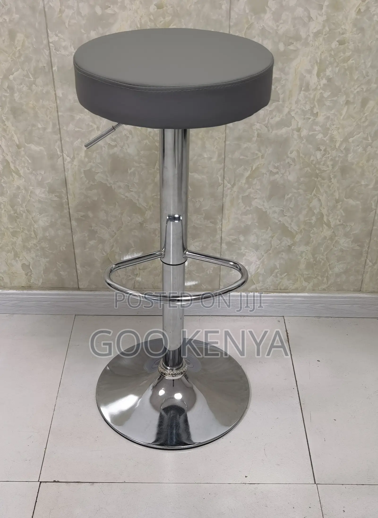 Home Bar Stool; Leather Cushioned Backless Adjustable Barber Stool