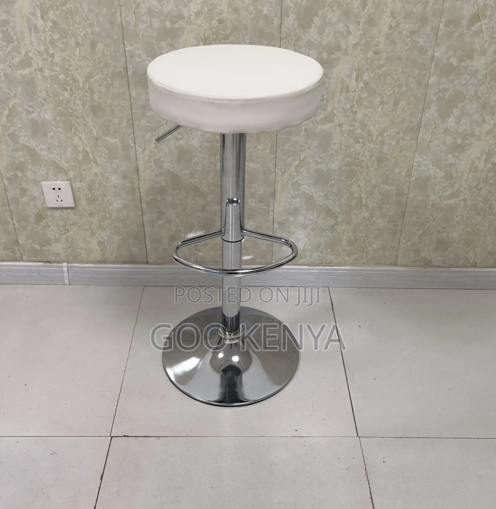Home Bar Stool; Leather Cushioned Backless Adjustable Barber Stool