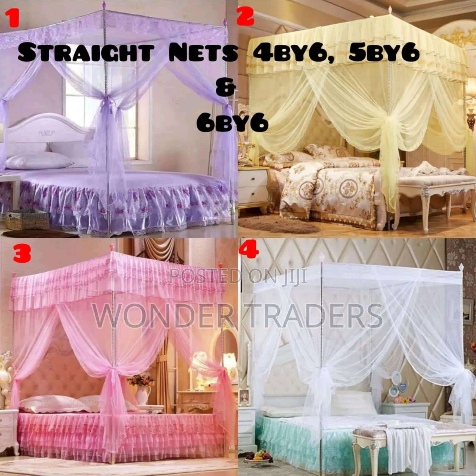 Four Stand Straight Mosquito Net* 
Sizes: