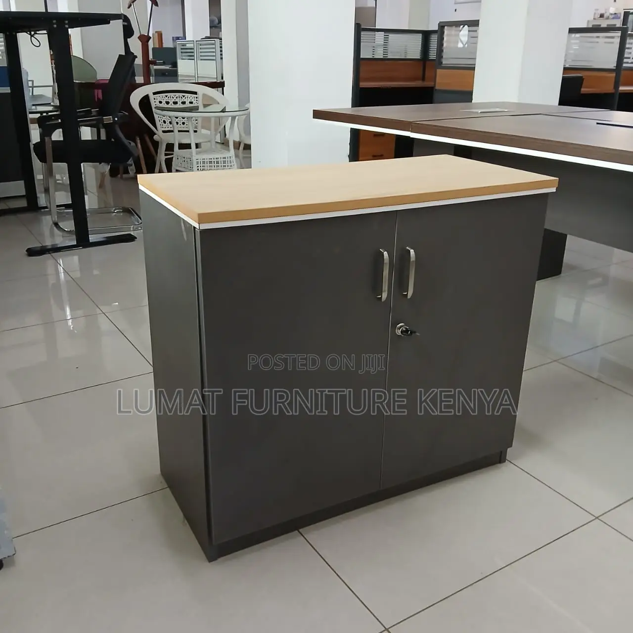Slate Gray Wooden Office Credenza