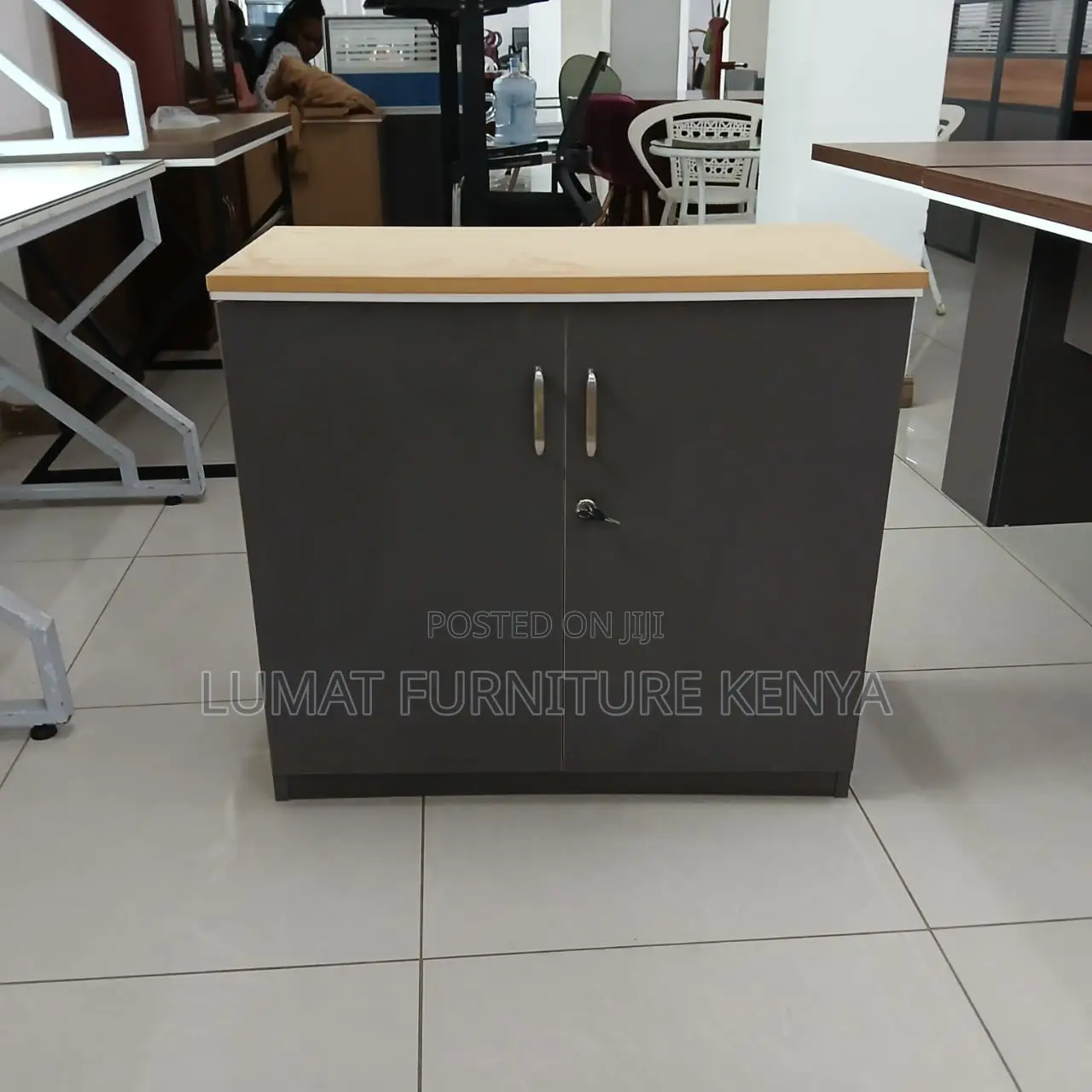 Slate Gray Wooden Office Credenza