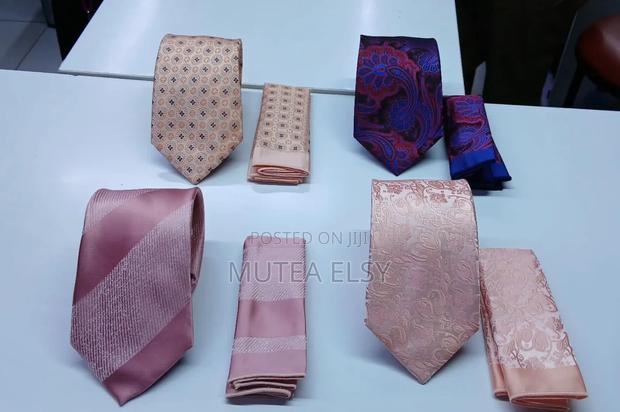 Geometric Stripped Peach Executive Tie Sets - main view