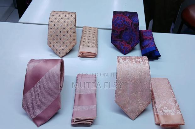 Geometric Stripped Peach Executive Tie Sets - thumbnail 4