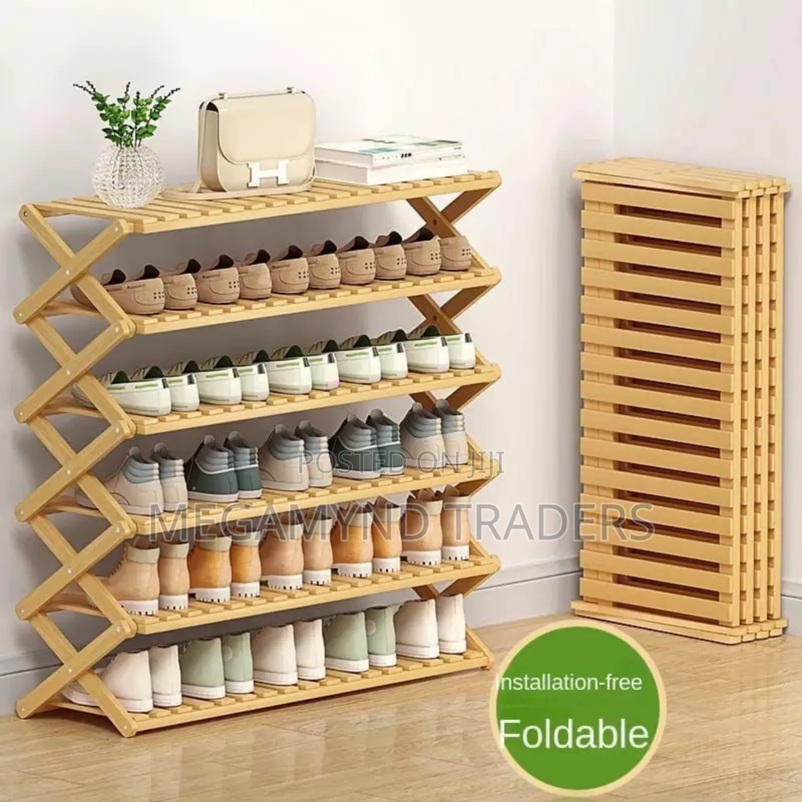 6 - Layer Bamboo Shoe Rack/Foldable Shoe Rack
