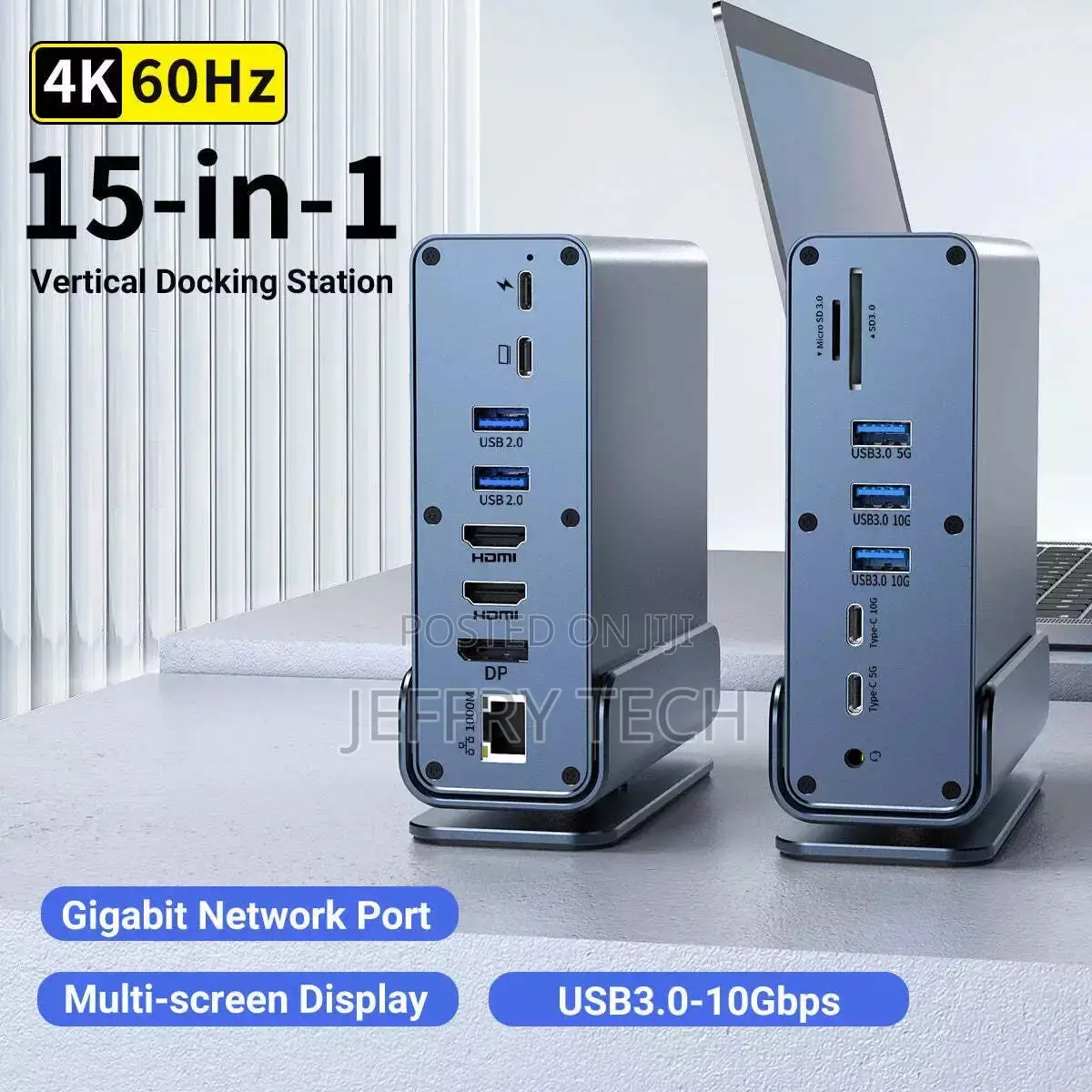 16 in 1 Usb-C Docking Station Hd Vertical Hub With Triple Monitor