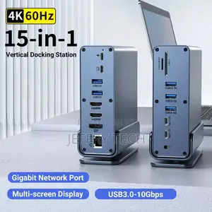 16 in 1 Usb-C Docking Station Hd Vertical Hub With Triple Monitor