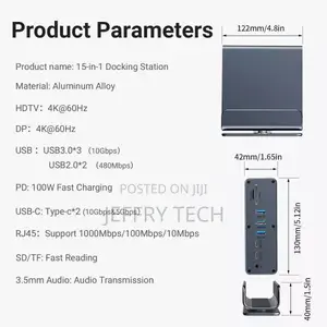 16 in 1 Usb-C Docking Station Hd Vertical Hub With Triple Monitor