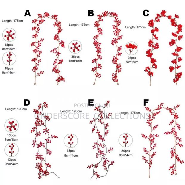 Code a to F *Artificial Red Berry Plants Christmas Garland*