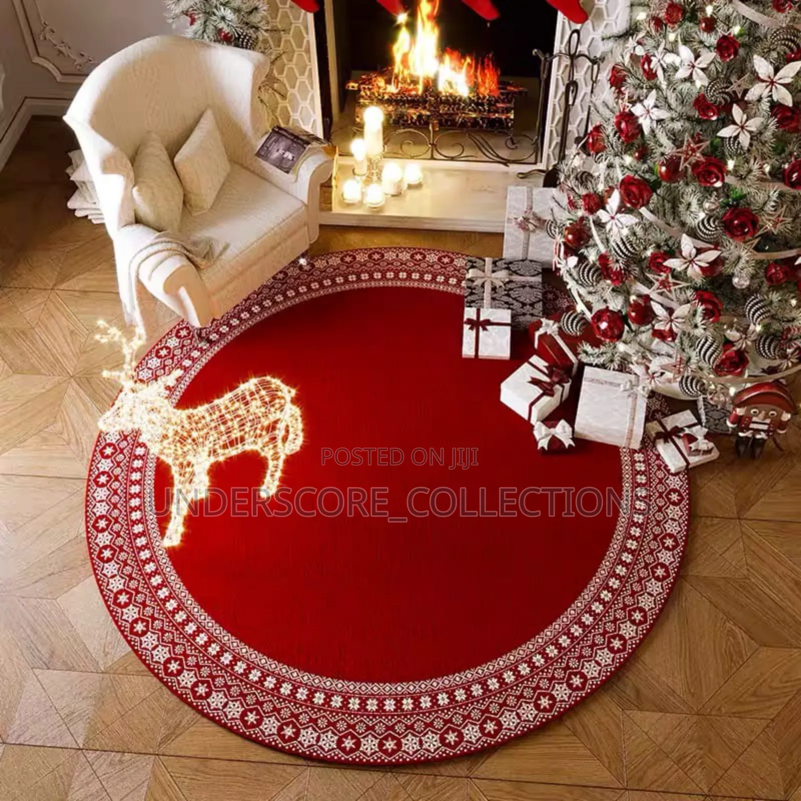 Circular New Year and Christmas Atmosphere Mat