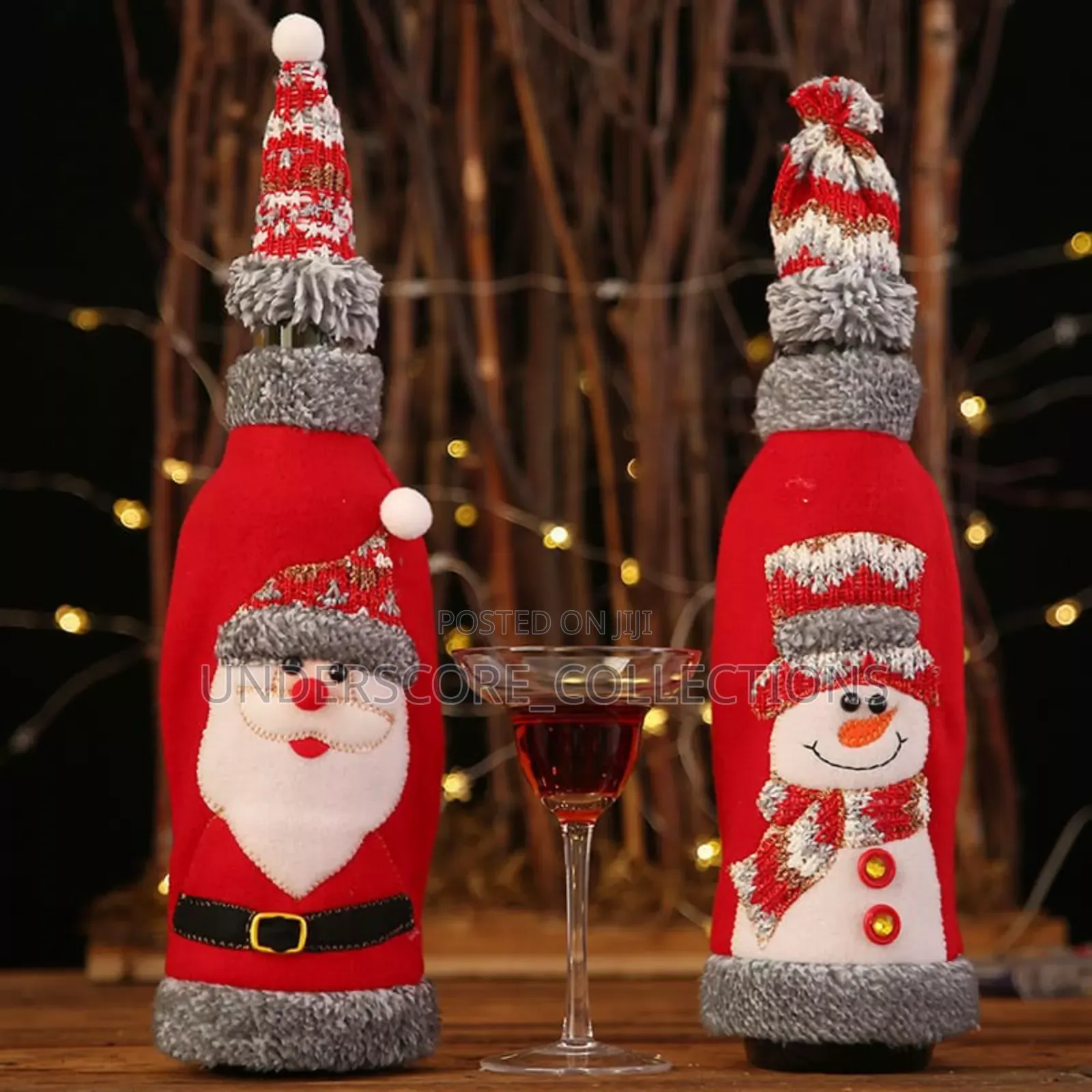 Santa Claus Snowman Pattern Bottle Case for Home Xmas Supplies