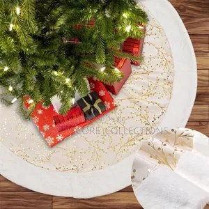 White/Gold Plush Carpet Xmas Tree Mat Christmas