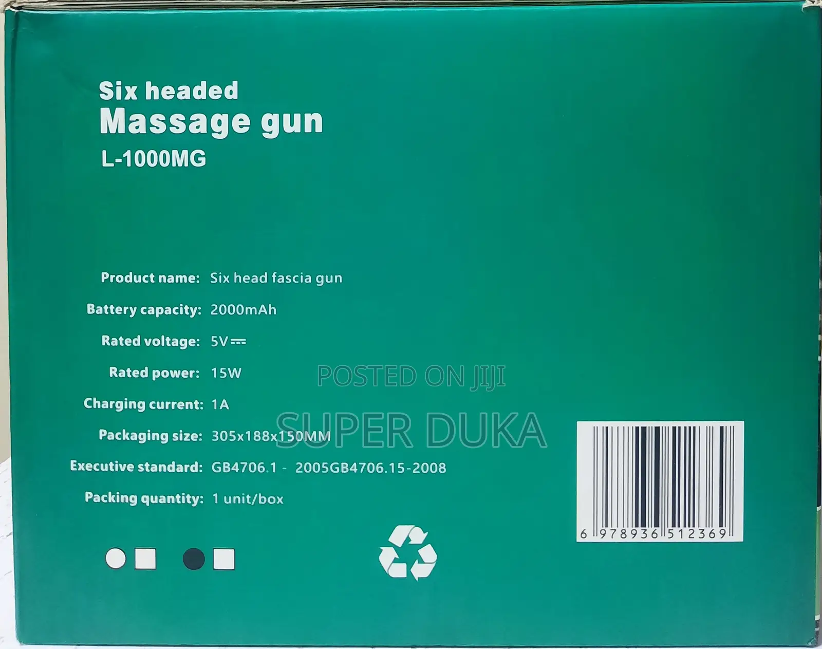 Massage Gun. 6 Head Massager Lac Laichy L-1000mg