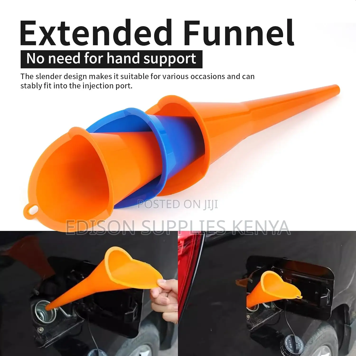 Funnel With Long Neck Stem Pouring Fluids Oil Water Fuel Funnels