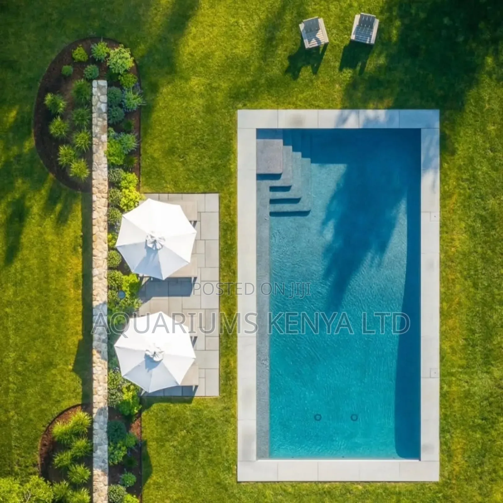 Skimmer Swimming Pool Construction With Stair Entry