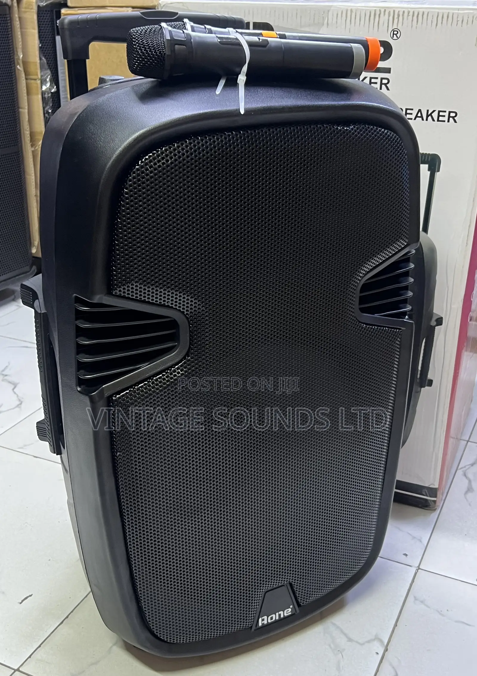 15 Inches Portable Powered Rechargeable Speaker and 2 Mics
