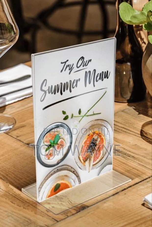 Transparent Table Top Menu Holder, Free Standing - thumbnail 3