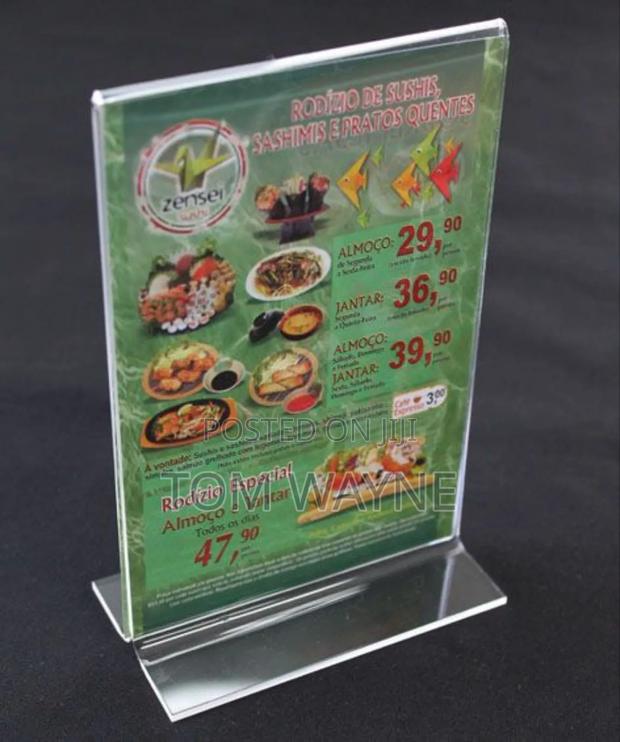 Transparent Table Top Menu Holder, Free Standing - main view