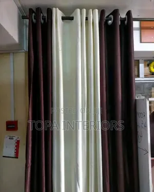 Chocolate Brown Window Curtains Blended With Cream Curtains
